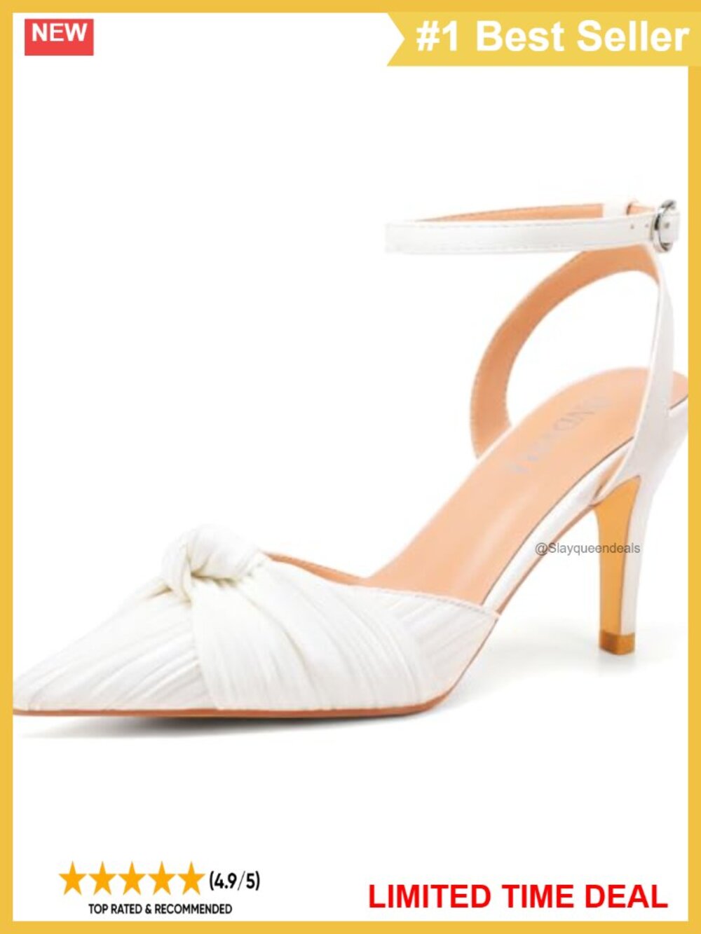 Faux Leather Pointed Toe Ankle Strap Stiletto Pumps Party Heels